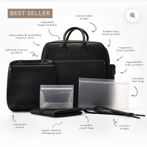 Ayla & Co Black Vegan Leather Convertible Baby Bag